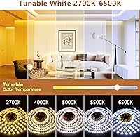 Vista 2 de White LED Strip Lights, 100ft Dimmable Bright 24V Led Tape Light with Remote and App Control, 2700K-6500K White 1440 LEDs Lights for Bedroom