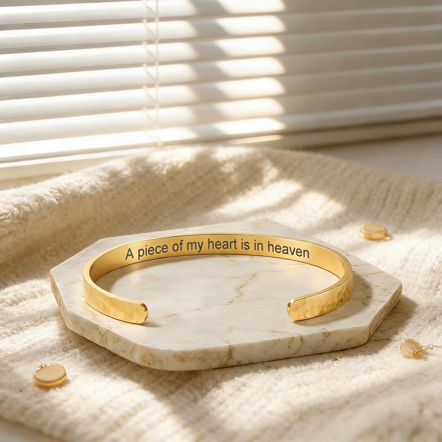 Inspirational Bible Verse Cuff Bracelet for Women, 18K Gold Plated Hammered Bangle, Christian Faith Jewelry Gift, Adjustable Non Tarnish - Image 4