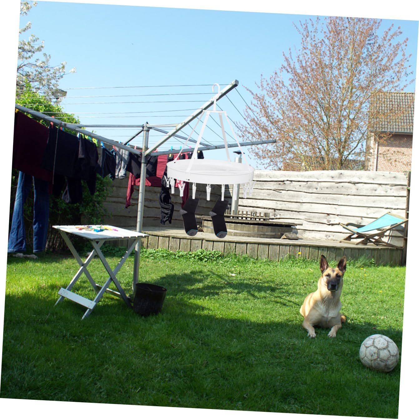 VICASKY Windproof Foldable Clothes Drying Rack for Socks and Underwear, Single-Layer White Hanger for Balcony Laundry Storage