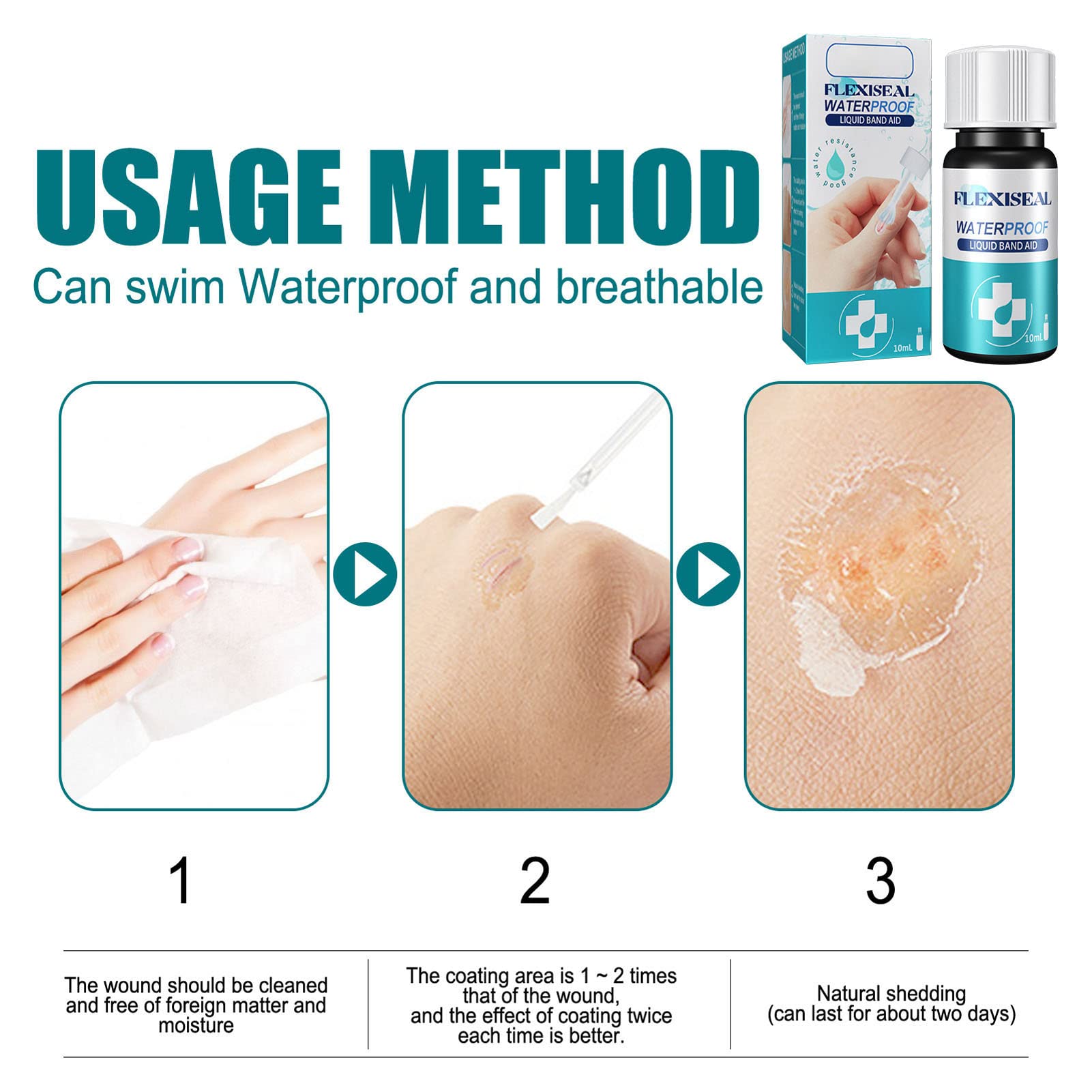 Benda Liquida da 10 Ml, colla Per La Pelle Impermeabile, colla Per Sigillare Le Ferite Barriera Protettiva Per La Pelle Benda Liquida Portatile Per La Pelle Piccoli Tagli E Ferite Guarigione dei Graff