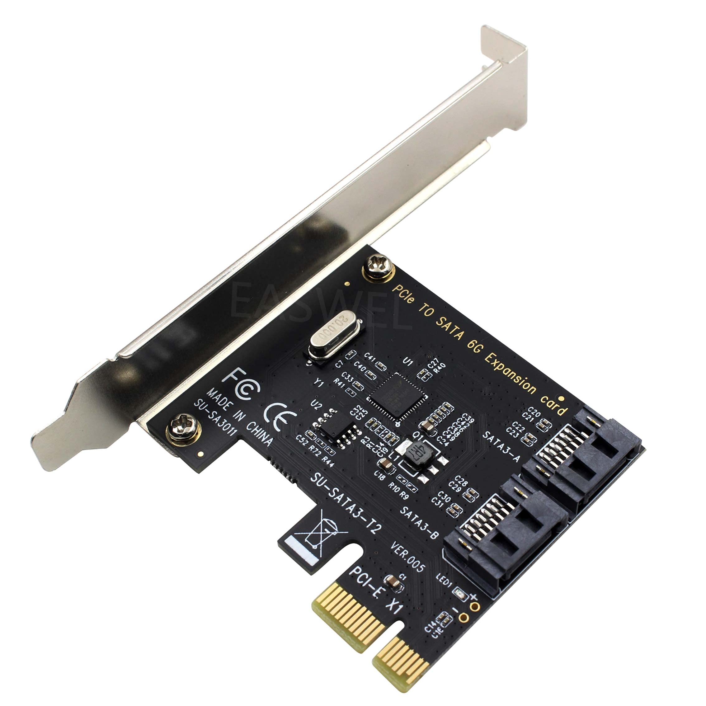 Laptop PCIe SATA 3.0 Card,PCI Express to 2 Port SATA III 6GB/s Expansion Card