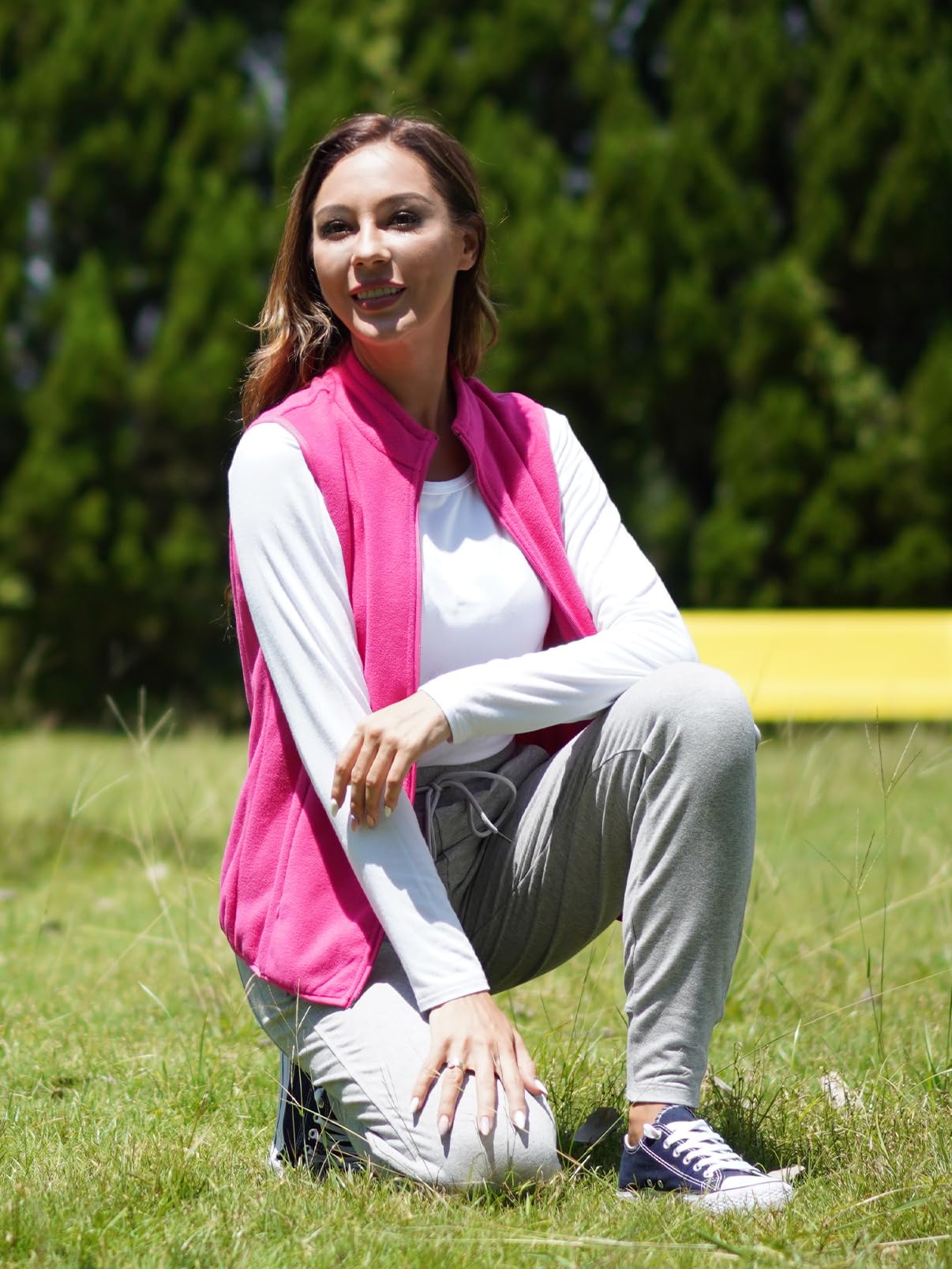 fuinloth Gilet in pile da donna,Termico Senza Maniche Elegante Collare Eretto con Zip e Tasca
