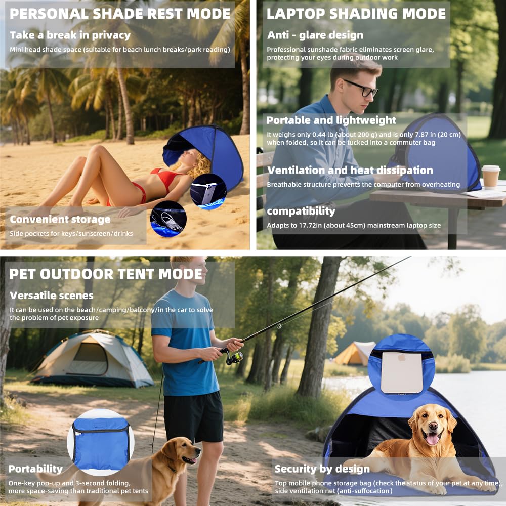 FACIOWN Portable Mini Beach Tent Instant, Pop Up Canopy for Pets,Cat and Dog Outdoor Waterproof Tent House, Laptops & Outdoor Shade(Yellow)