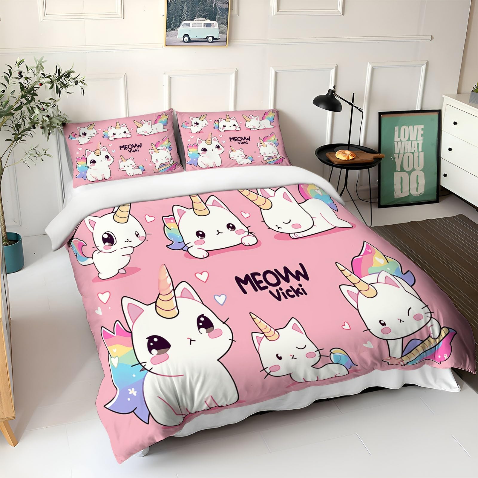 Housse De Couette Licorne 90x190 Cm + 2 Taies 65x65 - Microfibre Douce, Impression 3D, Fermeture Zip - Pour Enfant Fille - 5