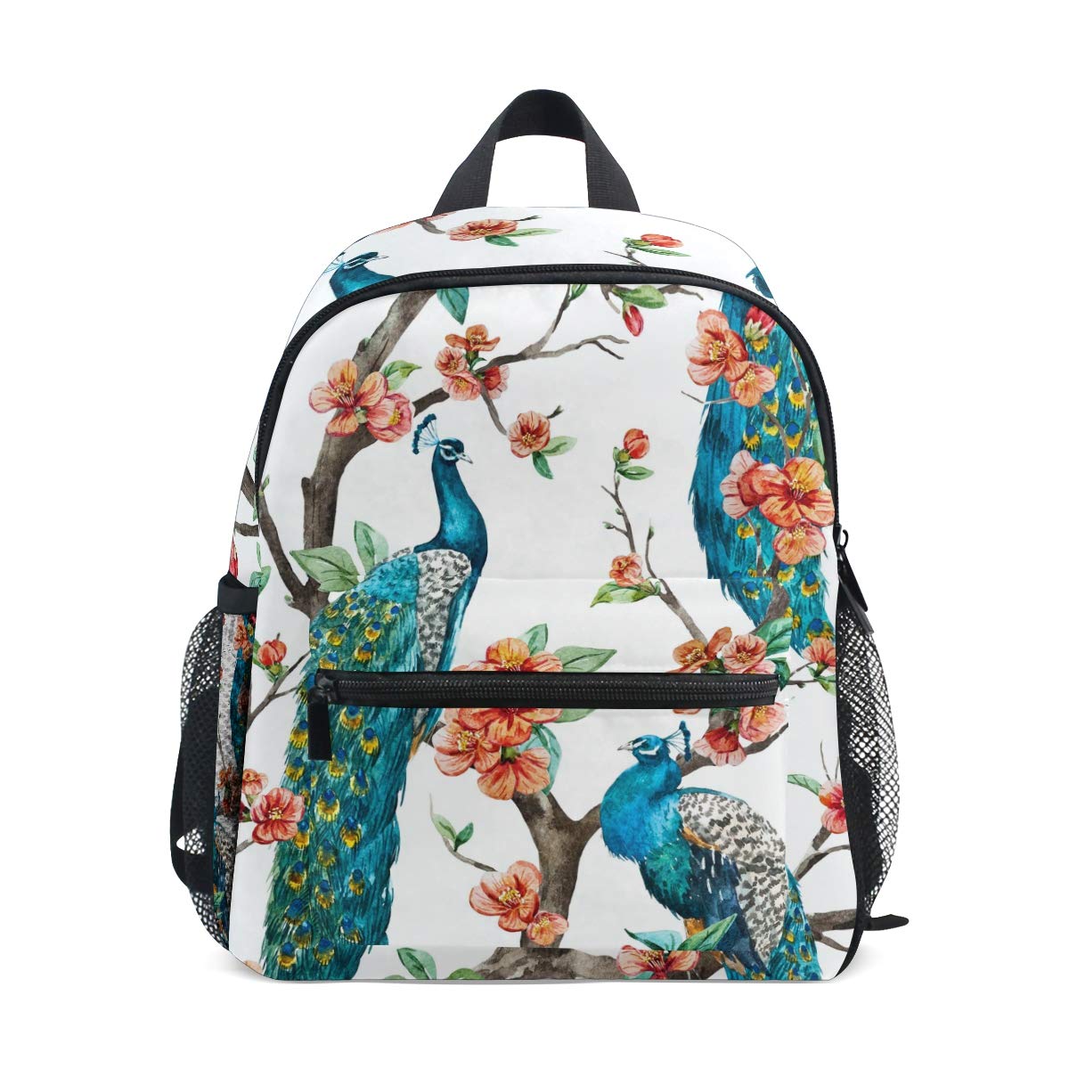 Linomo Boys Multicolour Tropical Animal Peacock Kids Backpack Daypack Rucksack Bookbag Preschool Toddler Backpacks Kindergarten Shoulder Bag For Girls Child