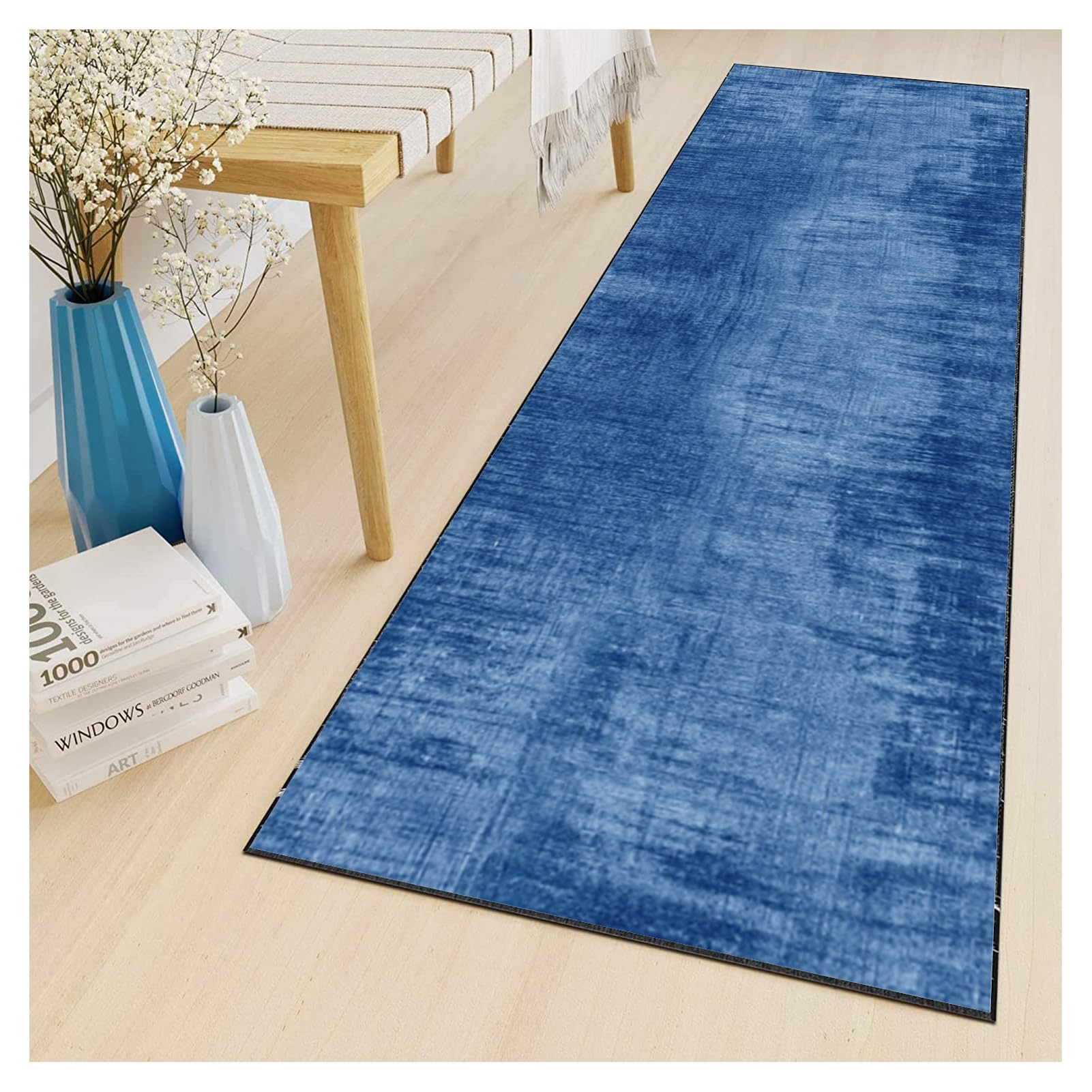 Bloom Rugs Caria Tappeto Runner Antiscivolo 2'6'' X 20' – Blu Navy, Lavabile In Lavatrice, Per Ingresso E Corridoio - 4