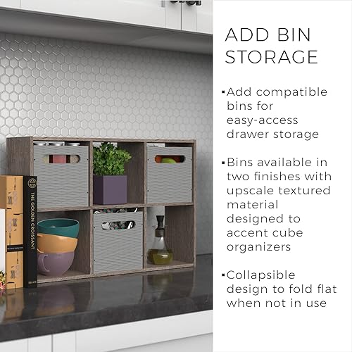 Miniatura 13 de ClosetMaid Mini organizador de escritorio o pared de 6 cubos, teca desgastada