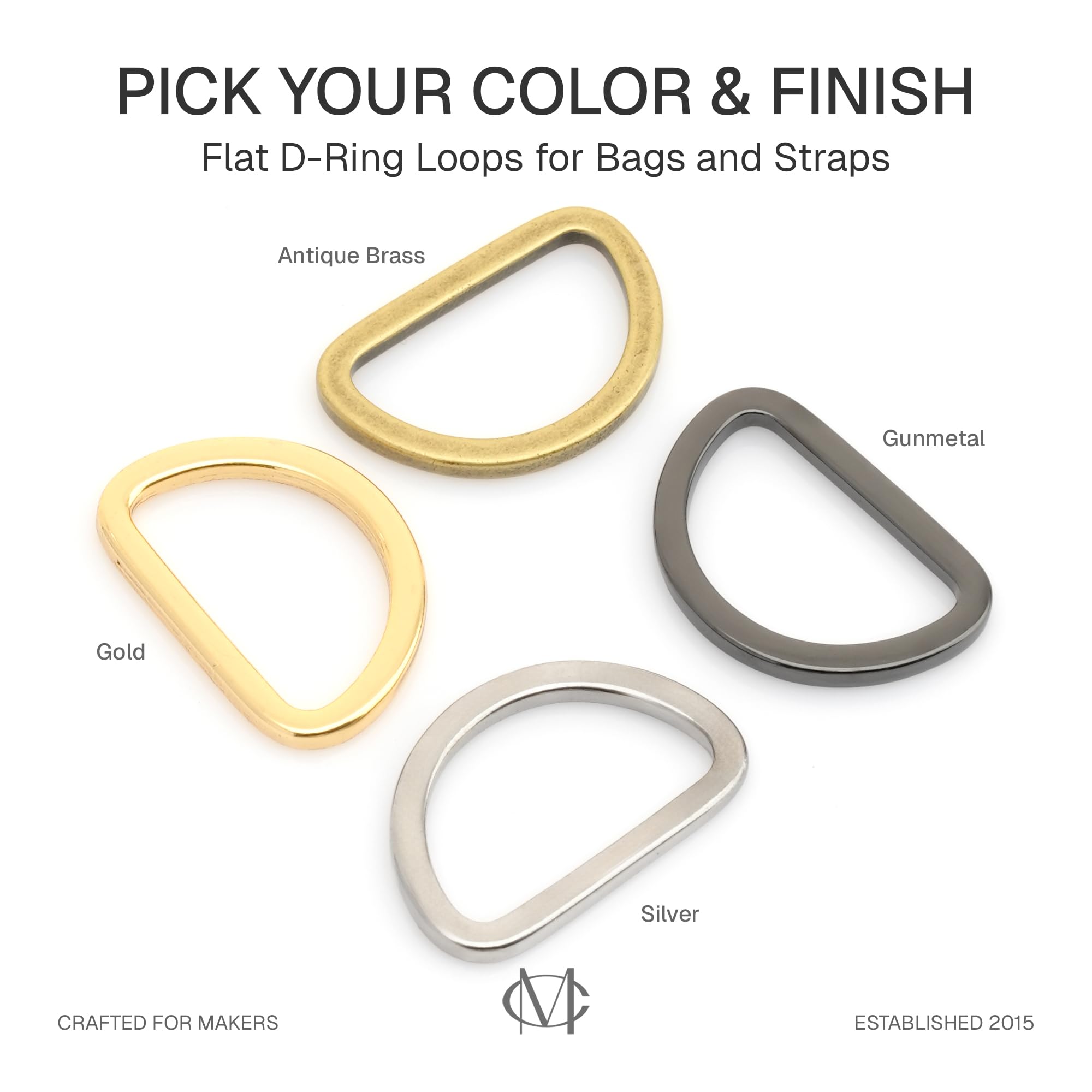 CRAFTMEmore D Rings Purse Loop Flat Metal D-ring Heavy Duty Findings for Bag Belt Strap Webbing 10 pcs 5/8, 3/4, 1 Inch (5/8 Inch, Antique Brass) 3