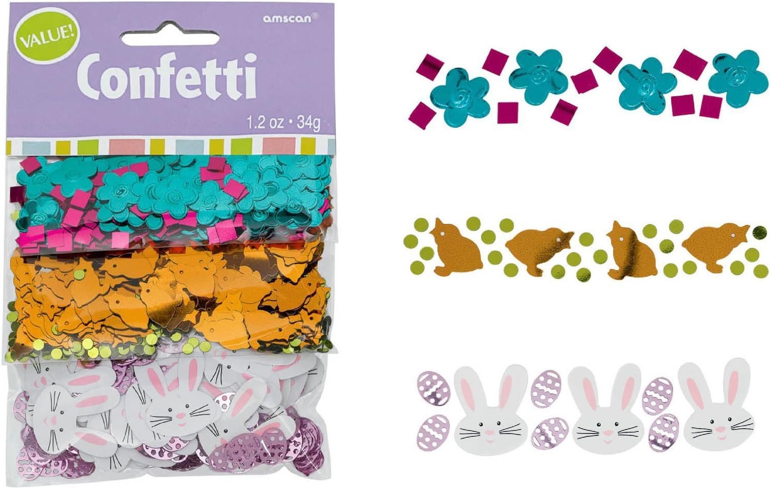 Amscan 360590 Easter Basic Multicolored Paper Confetti Mix | 1 pack | Party Decoration