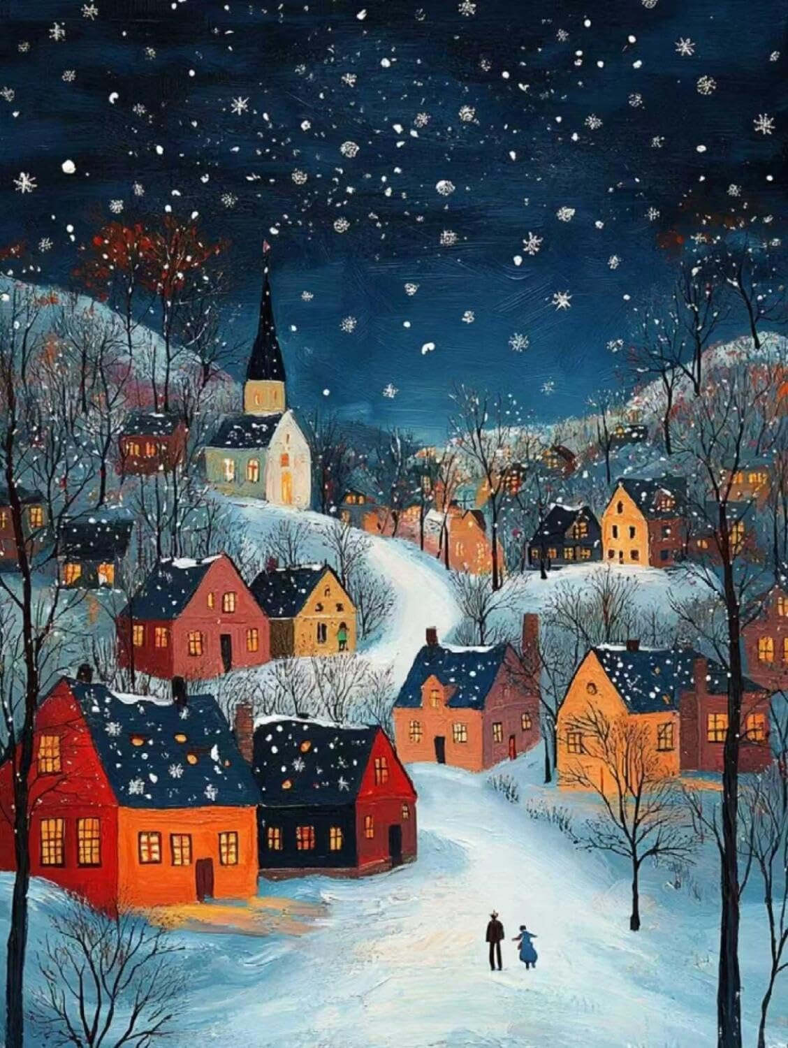 Rqwybcaxn Stamped Beaded Cross Stitch Kits Fantasy Town 40x50cm