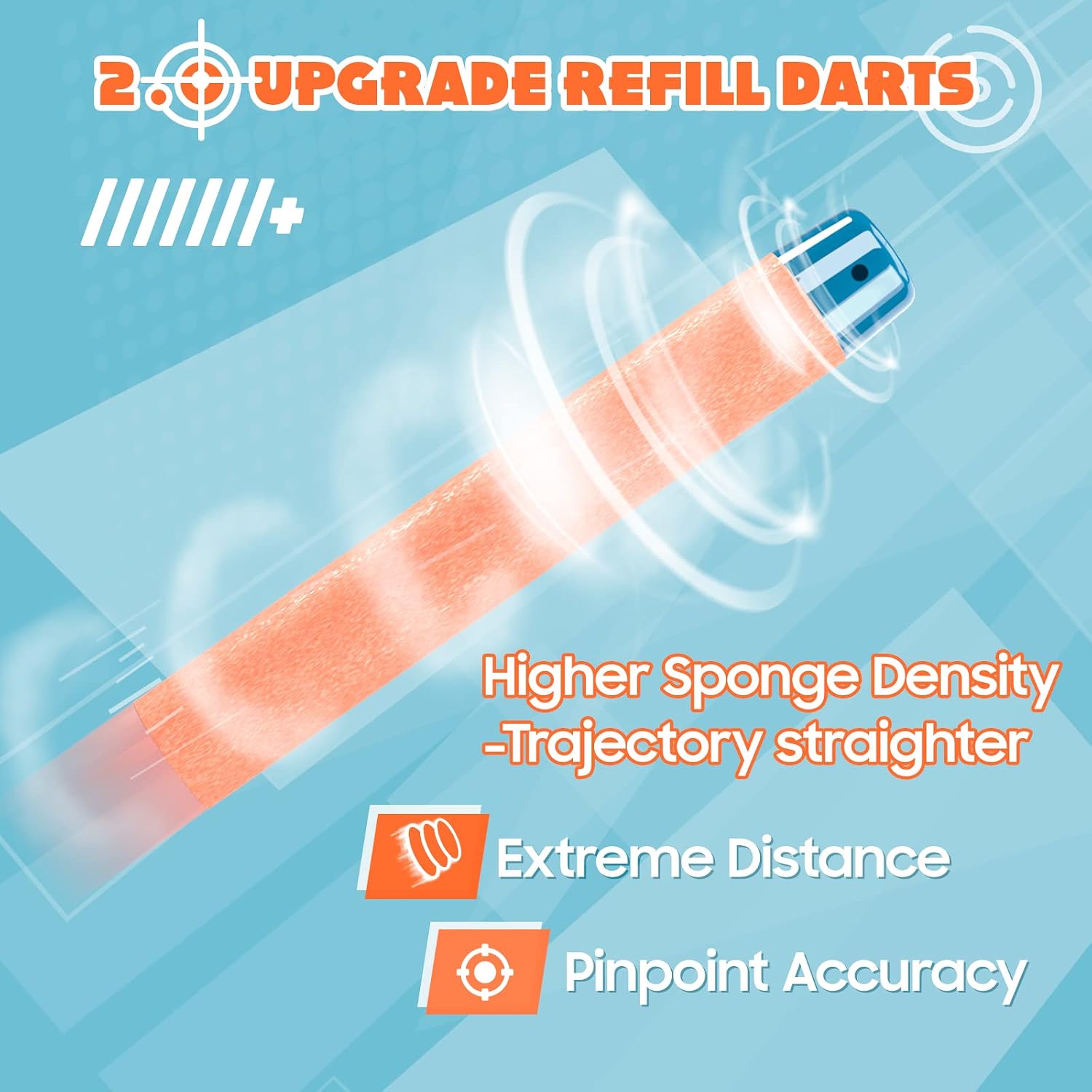 AMOSTING 100PCS Refill Bullets Ammo Pack Compatible with Nerf Guns for Nerf N-Strike Elite 2.0 Series - Compatible with All Elite Blasters Toy Guns (Blue & Orange)-with Storage Bag