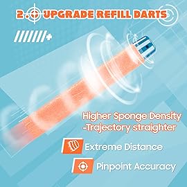 AMOSTING 100PCS Refill Bullets Ammo Pack Compatible with Nerf Guns for Nerf N-Strike Elite 2.0 Series - Compatible with All Elite Blasters Toy Guns (Blue & Orange)-with Storage Bag