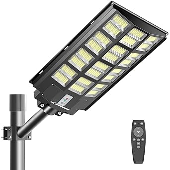 VOOJOY 1600W Solar Street Lights Outdoor 120000 Lumens Dusk to Dawn Motion Sensor Solar Light Solar Flood Lights with Remote Control Arm Bracket for Garden,Yard, Path-1Pack