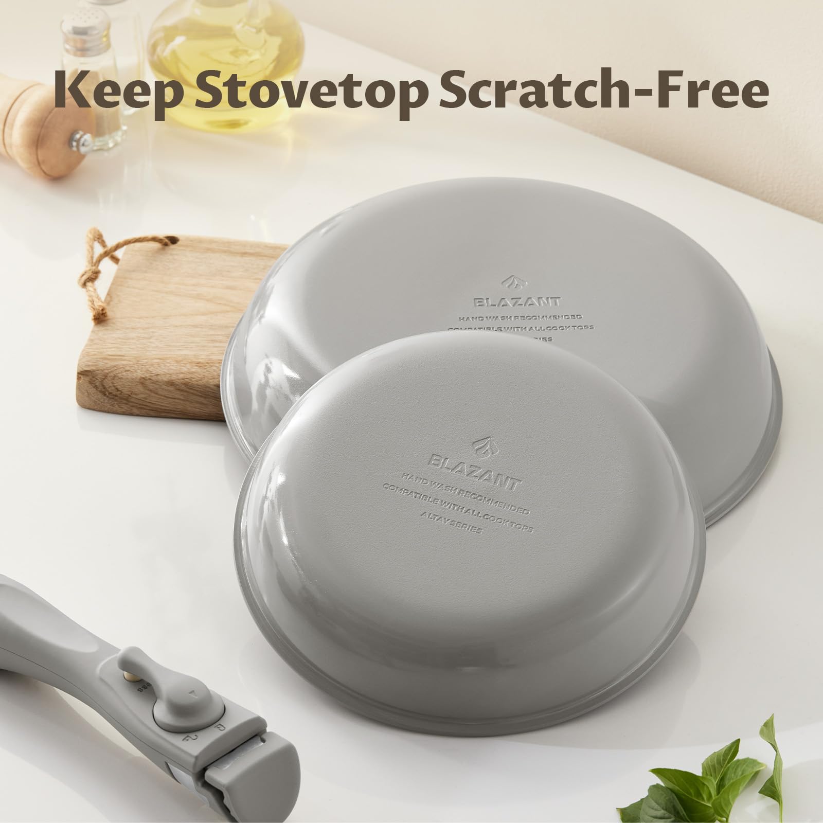 BLAZANT Non Stick Frying Pan with Removable Handle, Non Stick Ceramic Frying Pan Set for Induction Hobs PFOA PTFE Free - Image 3