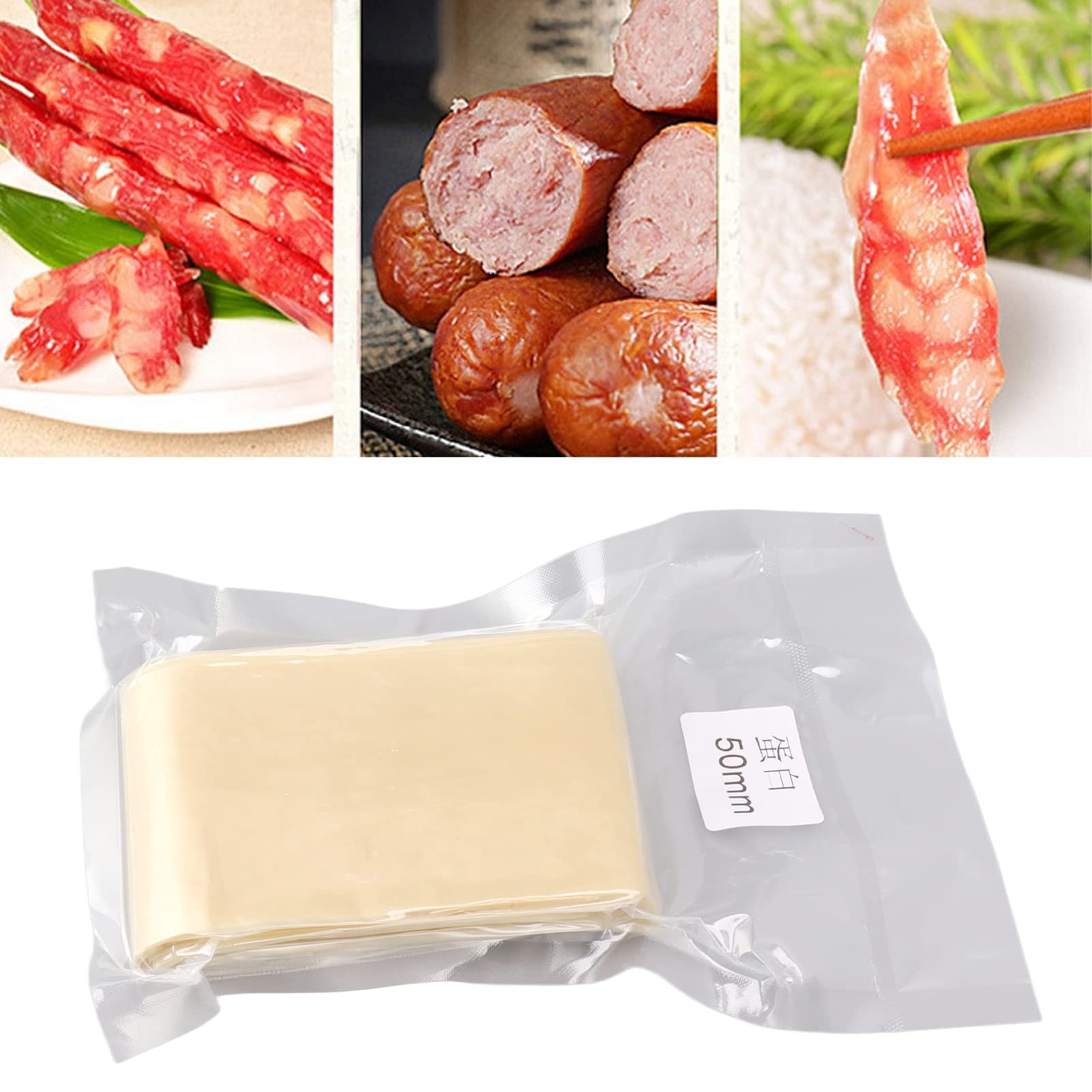 Gavigain Wurstdärme, 2 Zoll breite essbare sichere Wurstdärme, gesalzene Schafsdärme Wurstdarmrohr für Wurstmacher 50m Würste Schinken Wurstwerkzeug für Wurst Schinkenherstellung