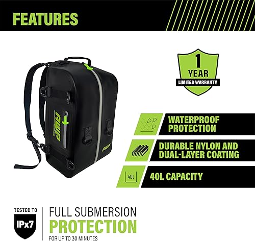 Miniatura 2 de AWP Mochila impermeable 45L, paquete de bolsa de herramientas negra, Nylon