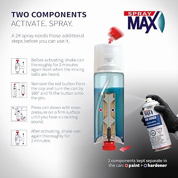 SprayMax 2K Matte Clear Coat | 2K Automotive Matte Clear Coat Spray Paint for Cars, Motorcycles & Metal Surfaces | Durable Flat Finish, Chemical & Weather Resistant | Professional Grade 11.2 oz
