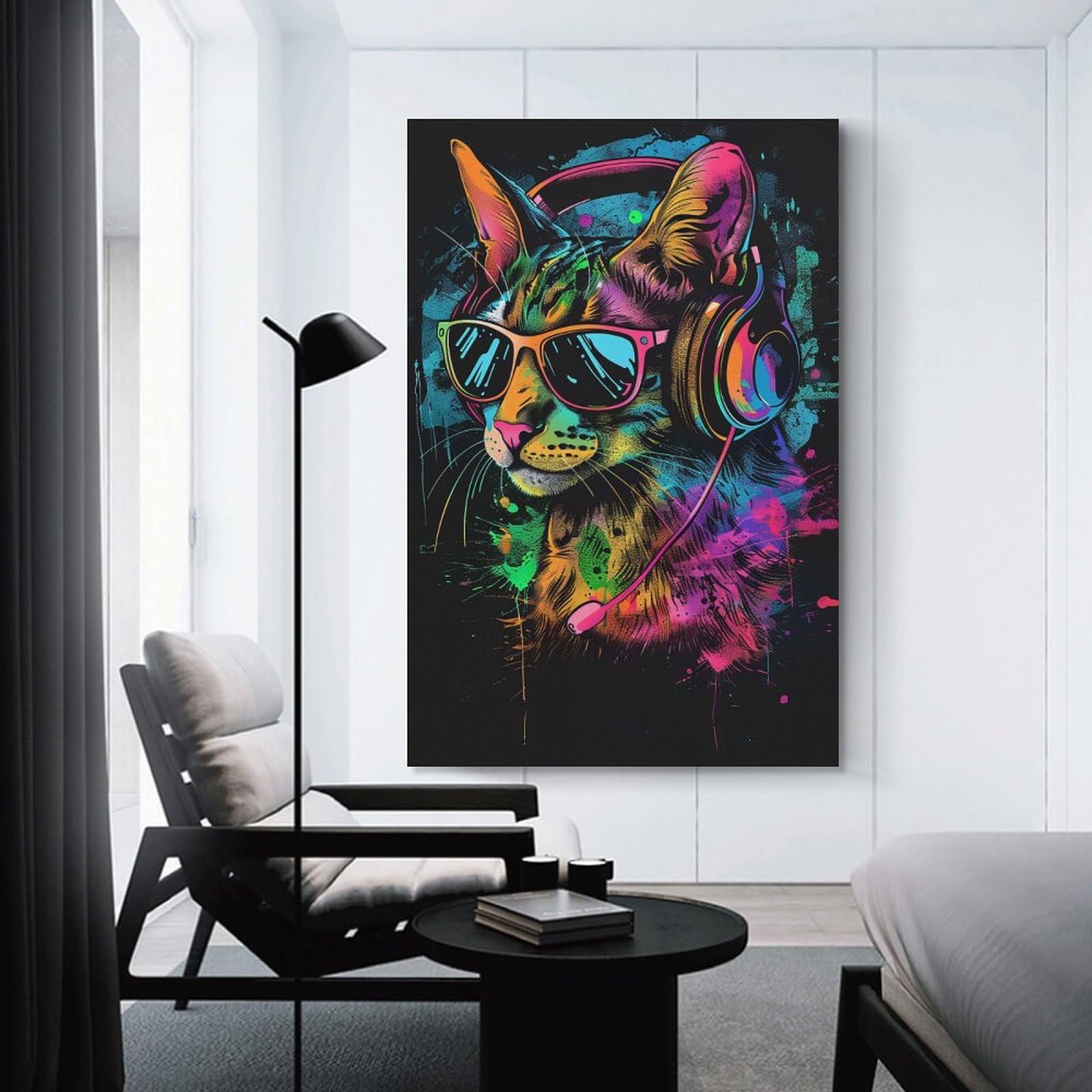Junmoney Canvas Art Print Fossa Colorful, 20x30inch(50x75cm), for Office, Study Or Home Workspace, Home Office Artwork with Decorative Appeal