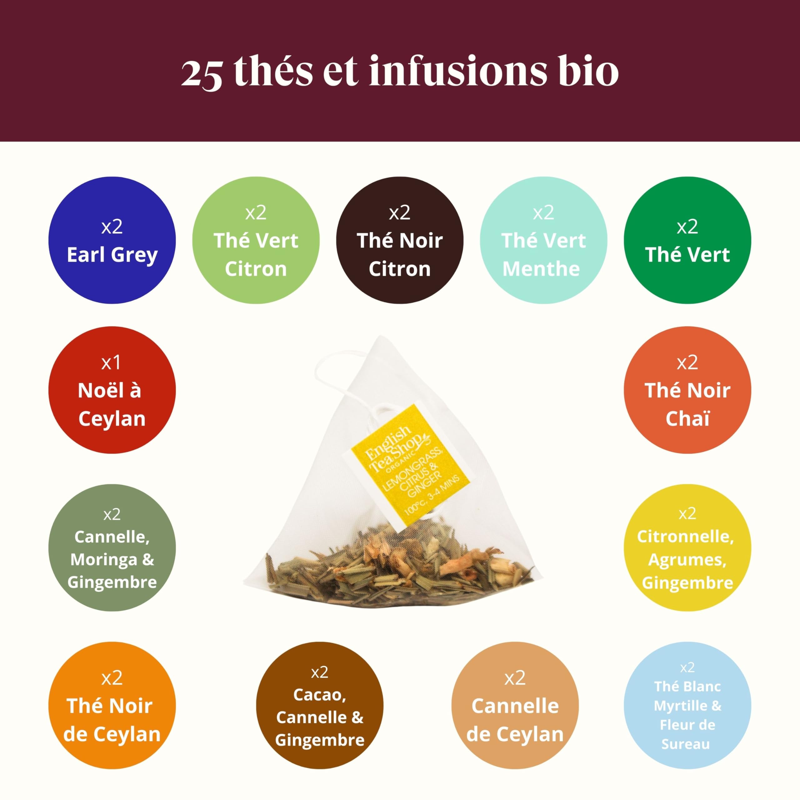English Tea Shop - Calendrier de l'Avent Thés & Infusions bio Triangle rouge - 25 sachets de thé et infusions à déguster avant Noël - Idée cadeau Noël femme ou homme
