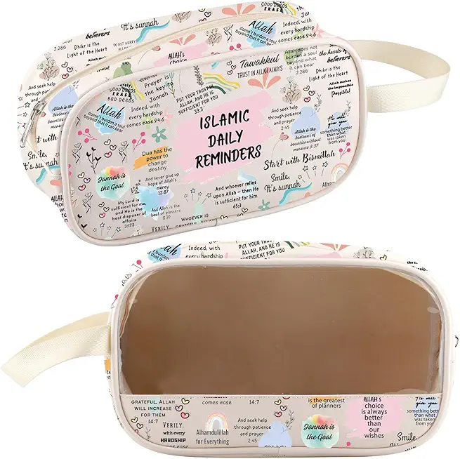 Islamic Daily Reminders Clear Toiletry Bag Inspirational Daily Affirmations Makeup Bag Islam