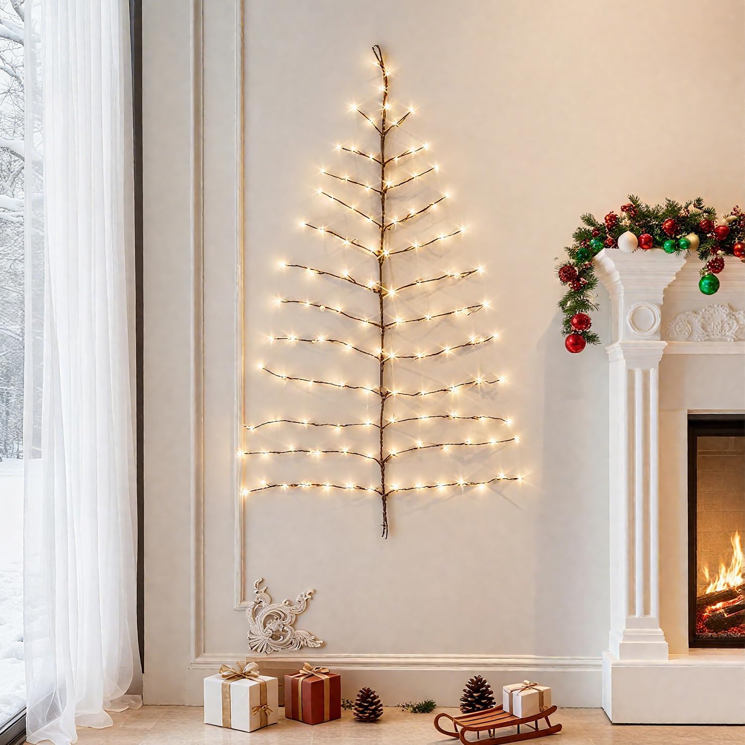 Amazon.com: Hairui Lighted Brown Wall Tree 4FT 108 Warm White LED