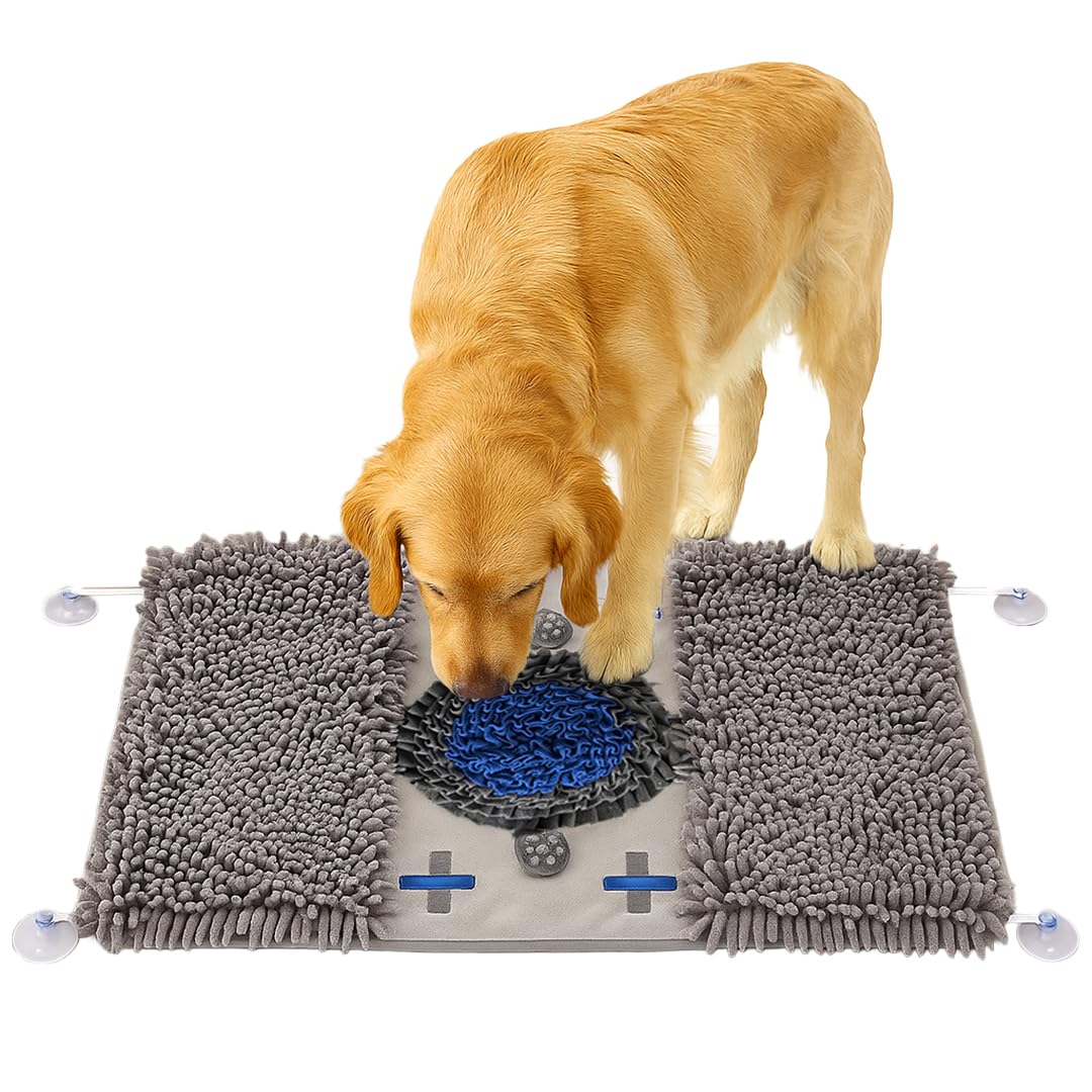 Muddy Mat® Double Chenille & Fleece Snuffle Mat for Dogs – 19x30 Interactive Snuffle Mat for Dogs Large Breed – Slow Feeding Mat for Training,