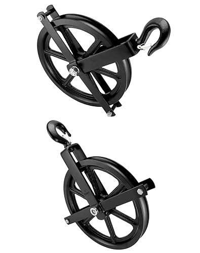 Miniatura 8 de QWORK Ruedas de andamio, polea de elevación de aluminio de 12 pulgadas, polea de gancho de escalera de 1000 libras, polea de alzamiento de andamio