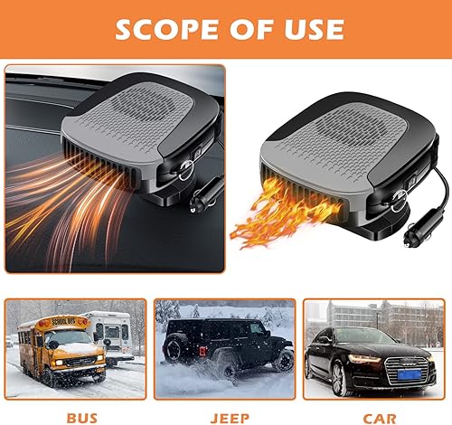 Miniatura 7 de Calentador de coche que enchufa el encendedor de cigarrillos 12 V 150 W portátil 2 en 1 calentamiento rápidoenfriamiento con asa desempañador de
