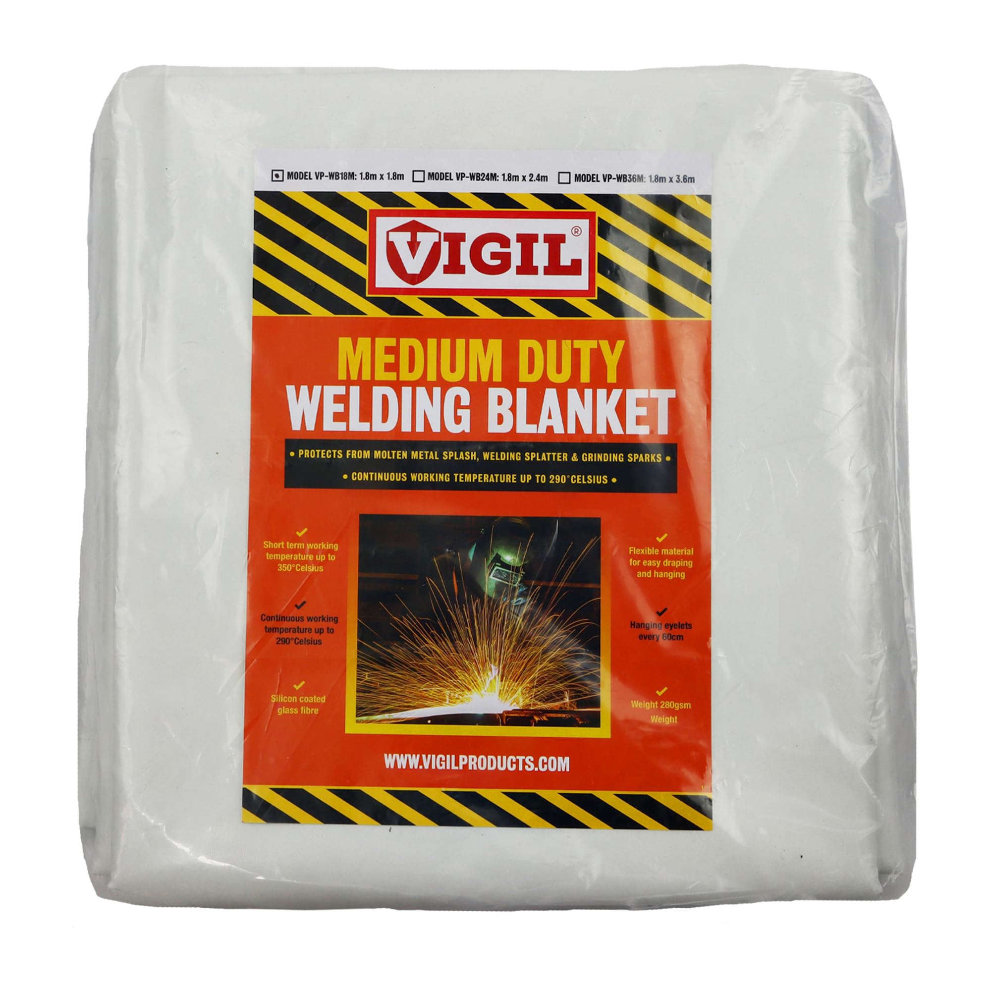 Medium-Duty Welding Blankets for Industrial Use - Silicone-Coated Glass Fibre Blanket - Heat Resistant up to 350°C - Protects Work Area from Sparks - Flame Retardant Fabric - 1.8m x 1.8m