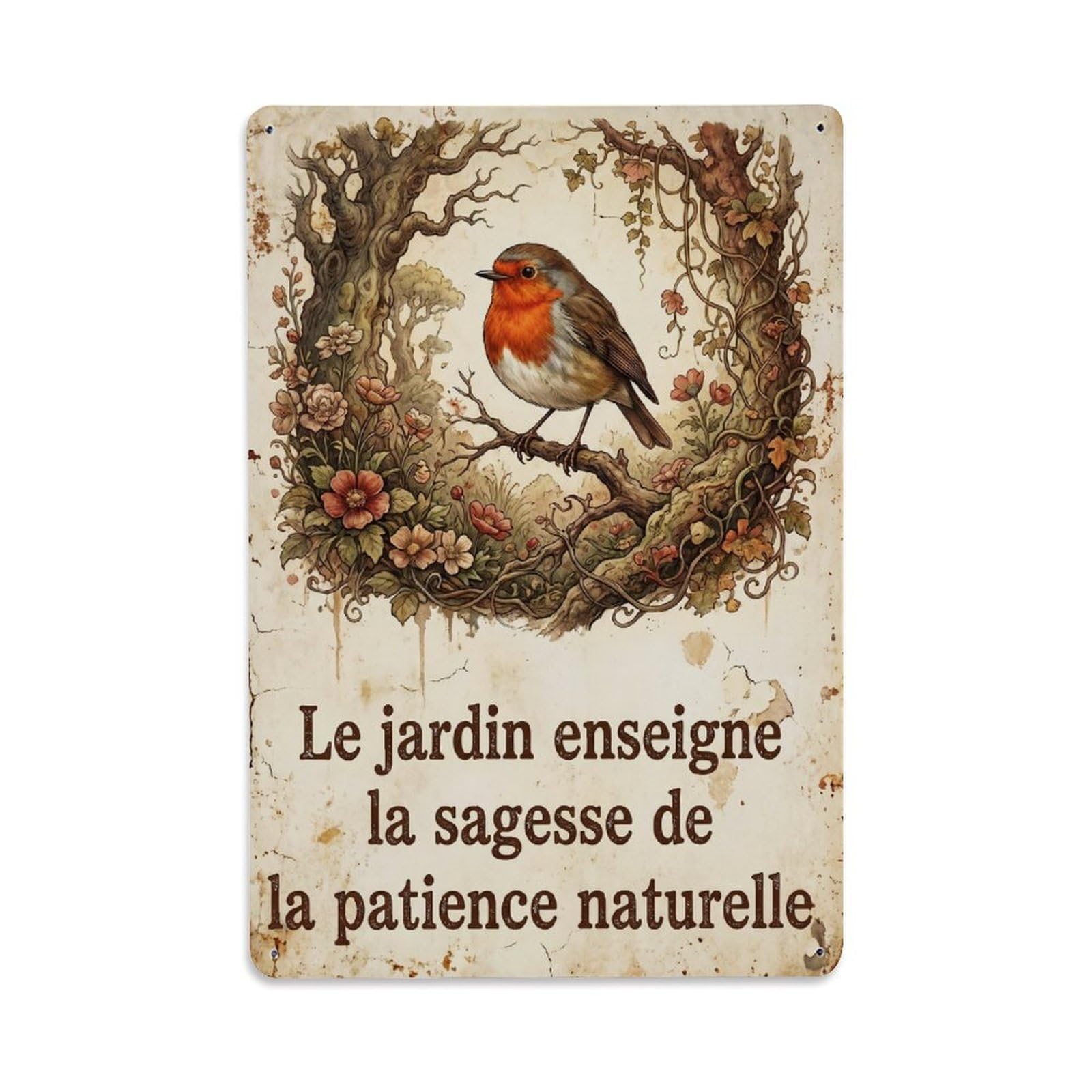 Robin Bird Garden Quote Garden Wisdom Metal Tin Sign
