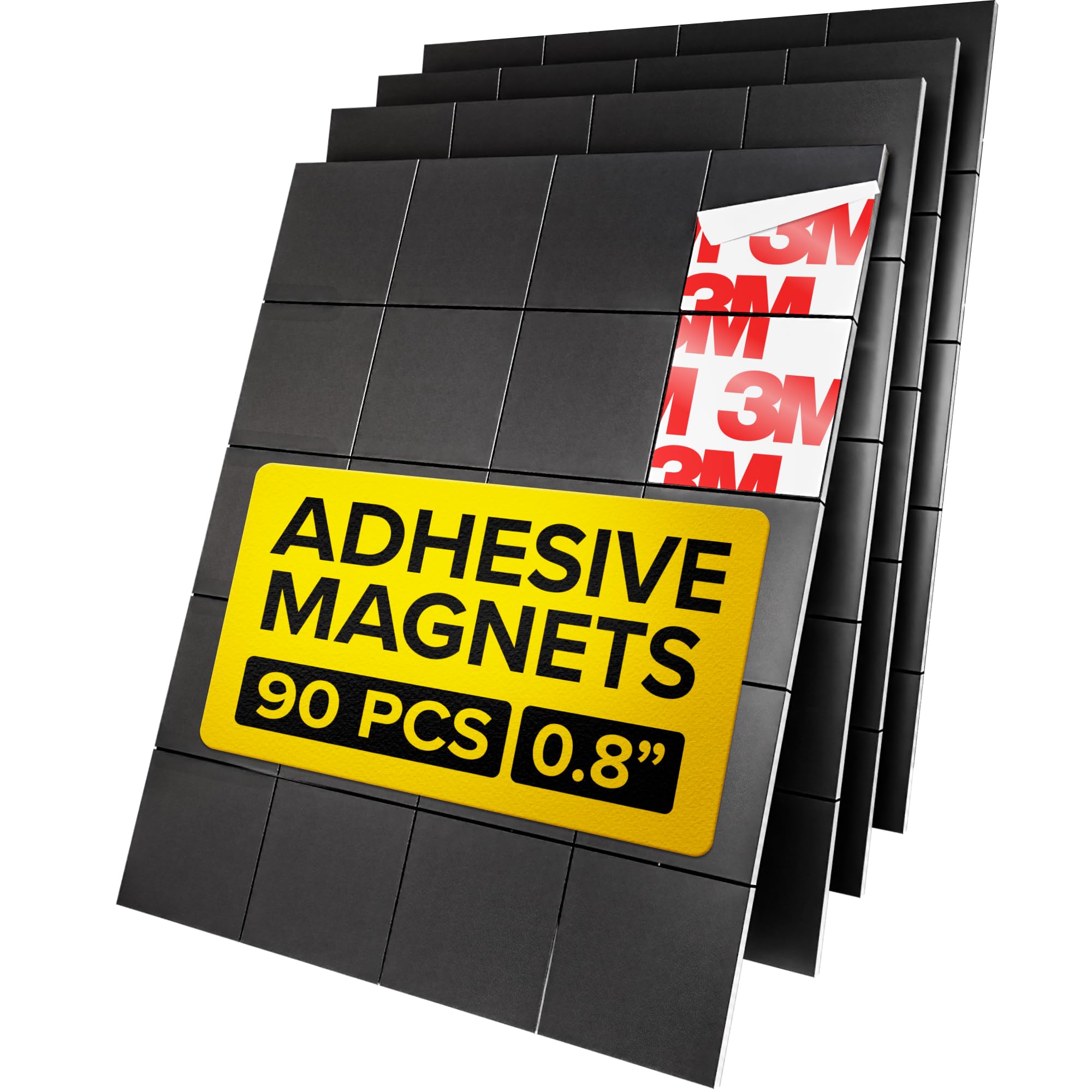 X-bet MAGNET Magnetic Squares - 110 Self Adhesive Magnetic Squares - Flexible Sticky Magnets - Peel & Stick Magnetic Sheets - Tape is Alternative to Magnetic Stickers, Magnetic Strip and Roll