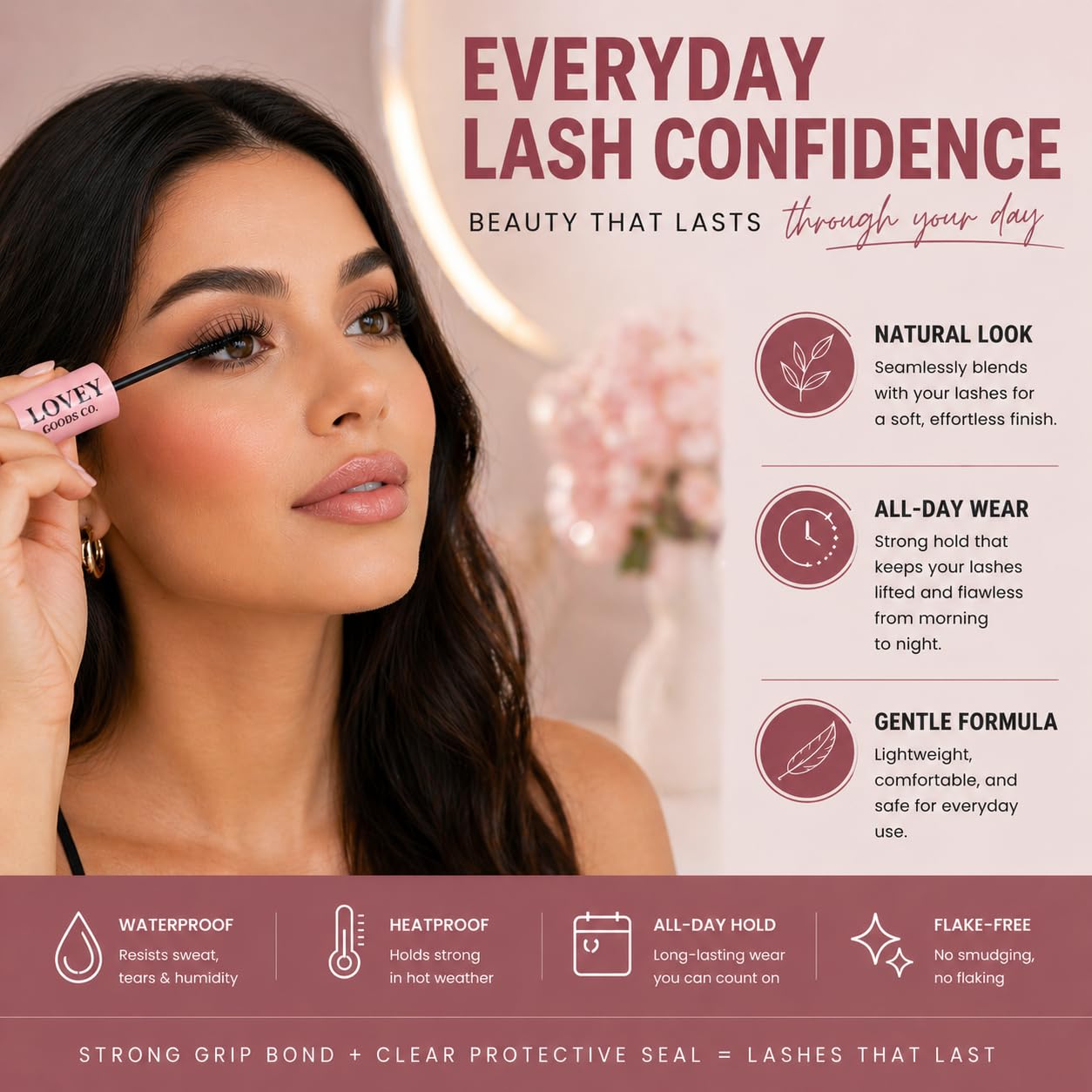 Black Bond and Seal Dual-Ended Waterproof Cluster Lash Adhesive System, Professional Strong Hold for DIY Lash Clusters, Long-Lasting Wear