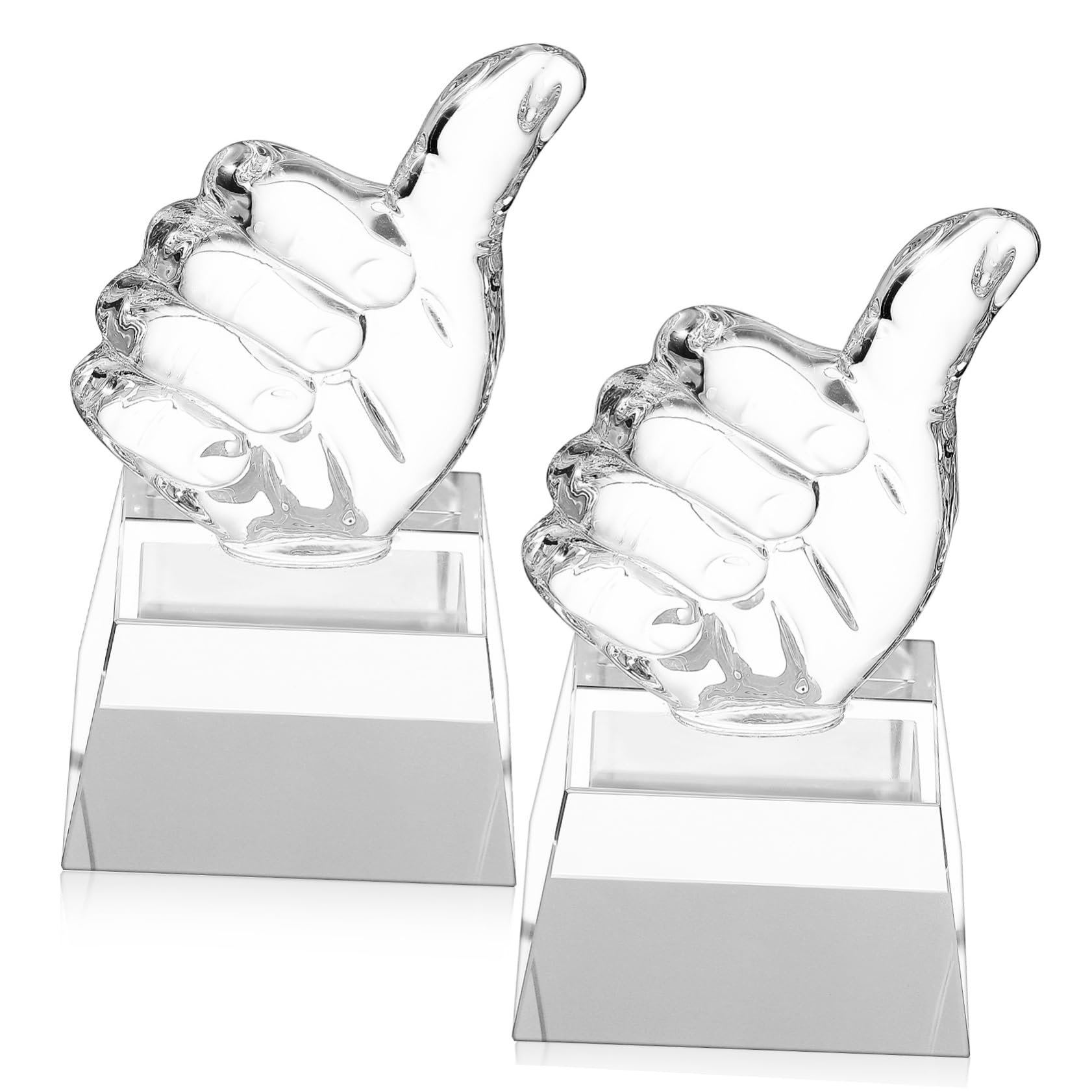 Mikinona 2 Stück Kristalltrophäen Daumen Hoch Trophäen als Sommerliche Tischschmuck Auszeichnungstrophäenmodell mit Adaptabler Funktion für Siegerpokal und Sommerstimmung