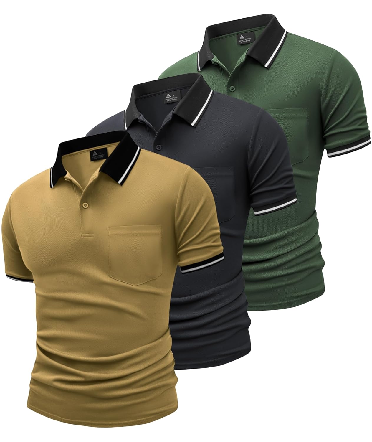 GEEK LIGHTING 3 Pack Mens Polo Shirts Short Sleeve Athletic Golf Polo for Men Casual Moisture Wicking T-Shirts