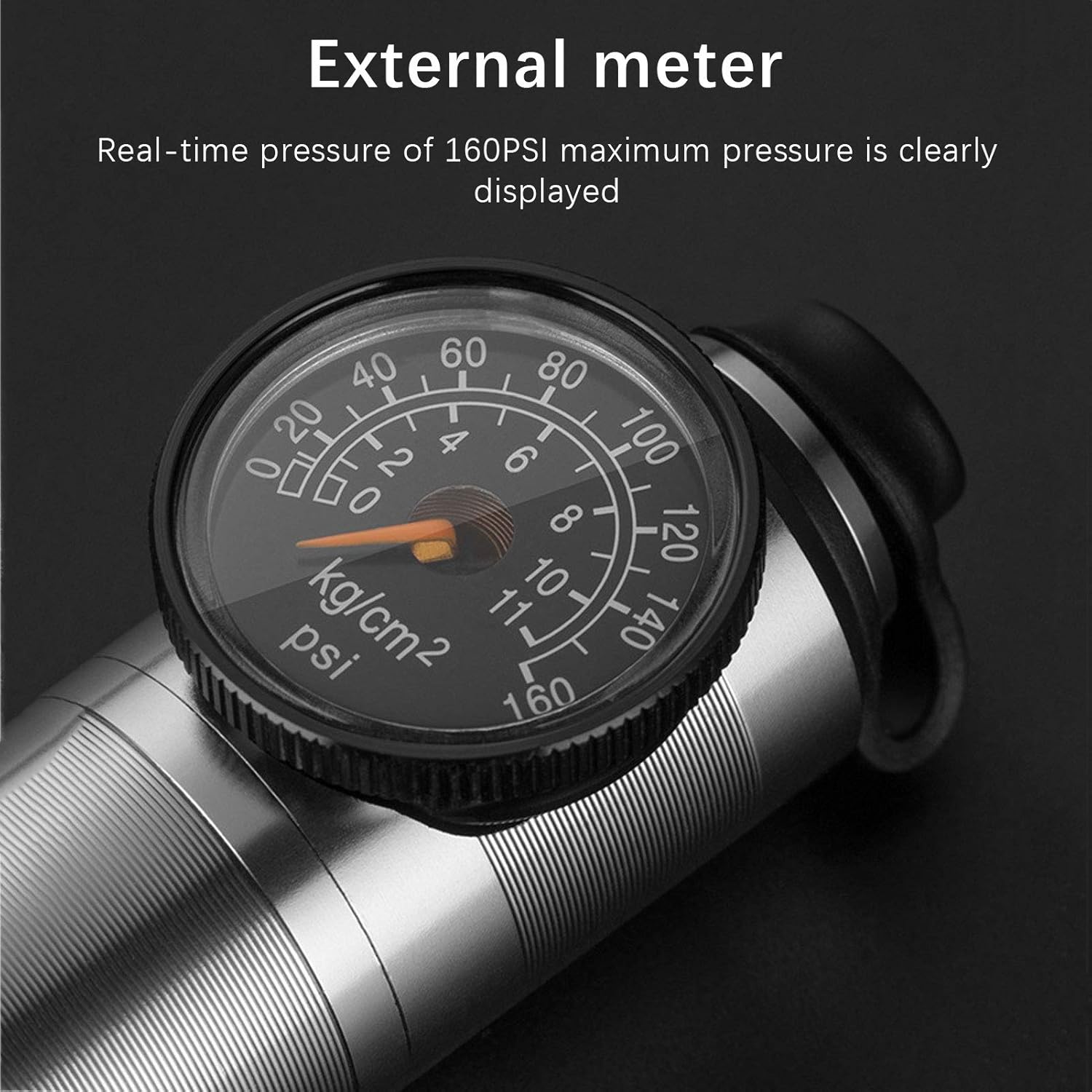 Portable Bike Pump, Aluminum Alloy Mini Cycling Air Pump, 160 PSI, 8.9 Inch, with Install Bracket and Air Needle