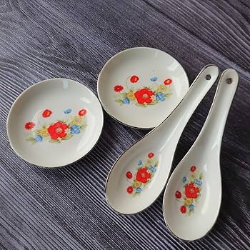Amazon | 台湾レトロ食器大同豆皿 小皿 花柄 銀縁 2枚組台湾食器