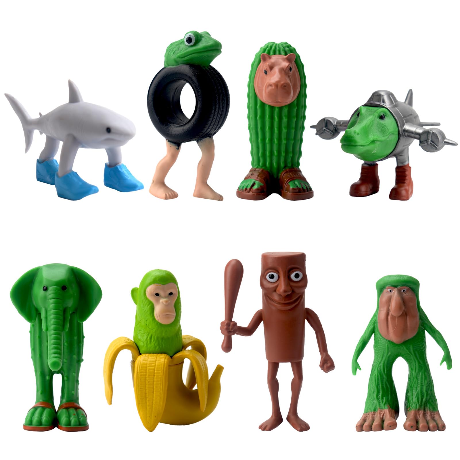 Italian Brainrot Action Figures Set - 8 PCS Tung Tung Tung Sahur Figures & Tralalero Tralala Toys, Creative Italian Brainrot Animals Desk Decor for Fans Collection Decoration, Friends Gifts