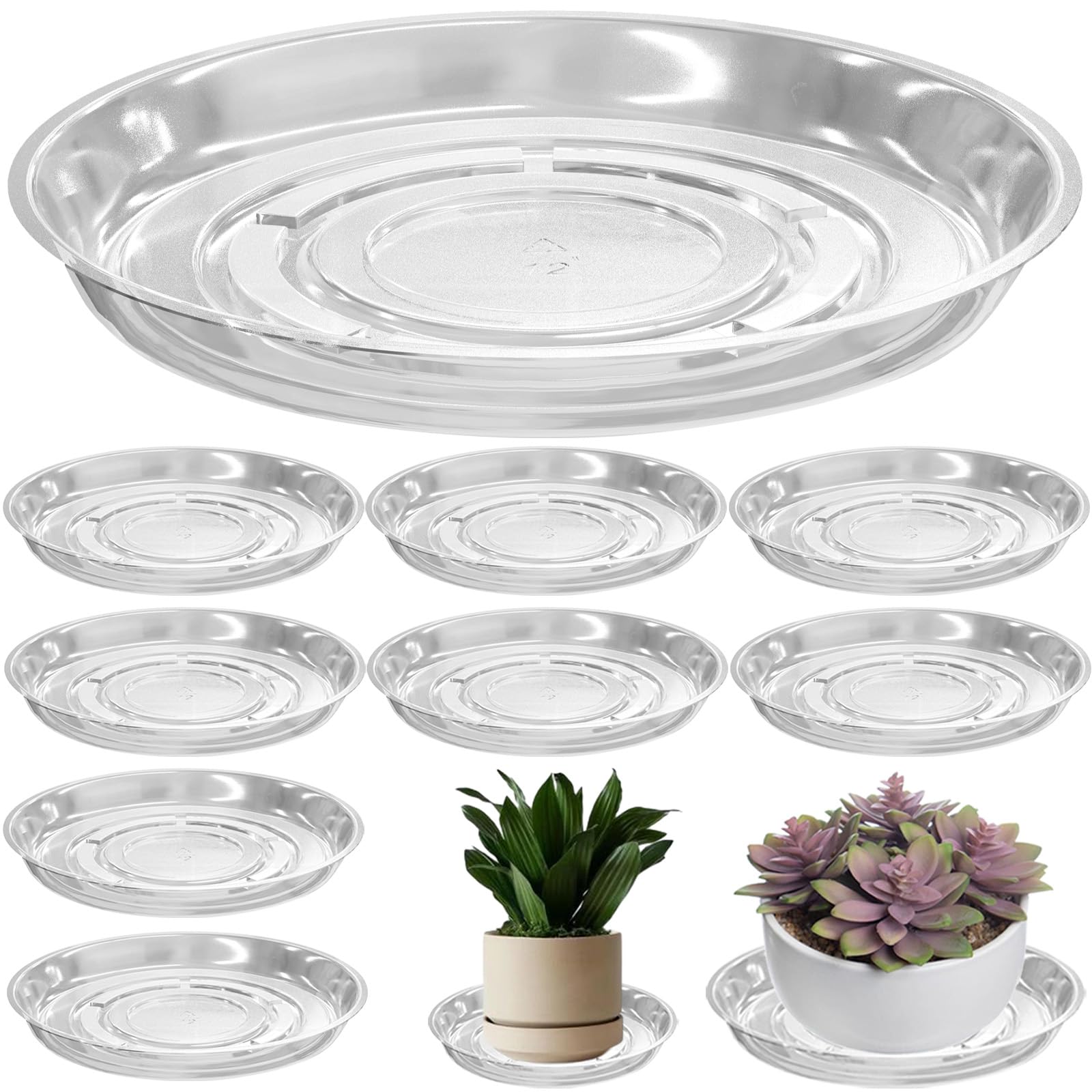 Plant Saucers - 30 Pack, Clear Drip Trays -17