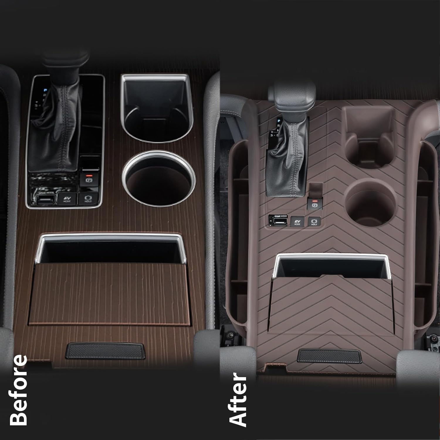 Silicone CenterWater Cup Holder&Protective Cover Pad & Cup Insert for Interior Decoration,for Toyota Sienna 2025 2024 2023 2022 2021,Car Anti-Scratching Protective Cover (Brown)