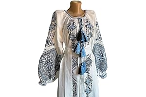 Exquisite Linen Summer Dress with Ukrainian Embroidery