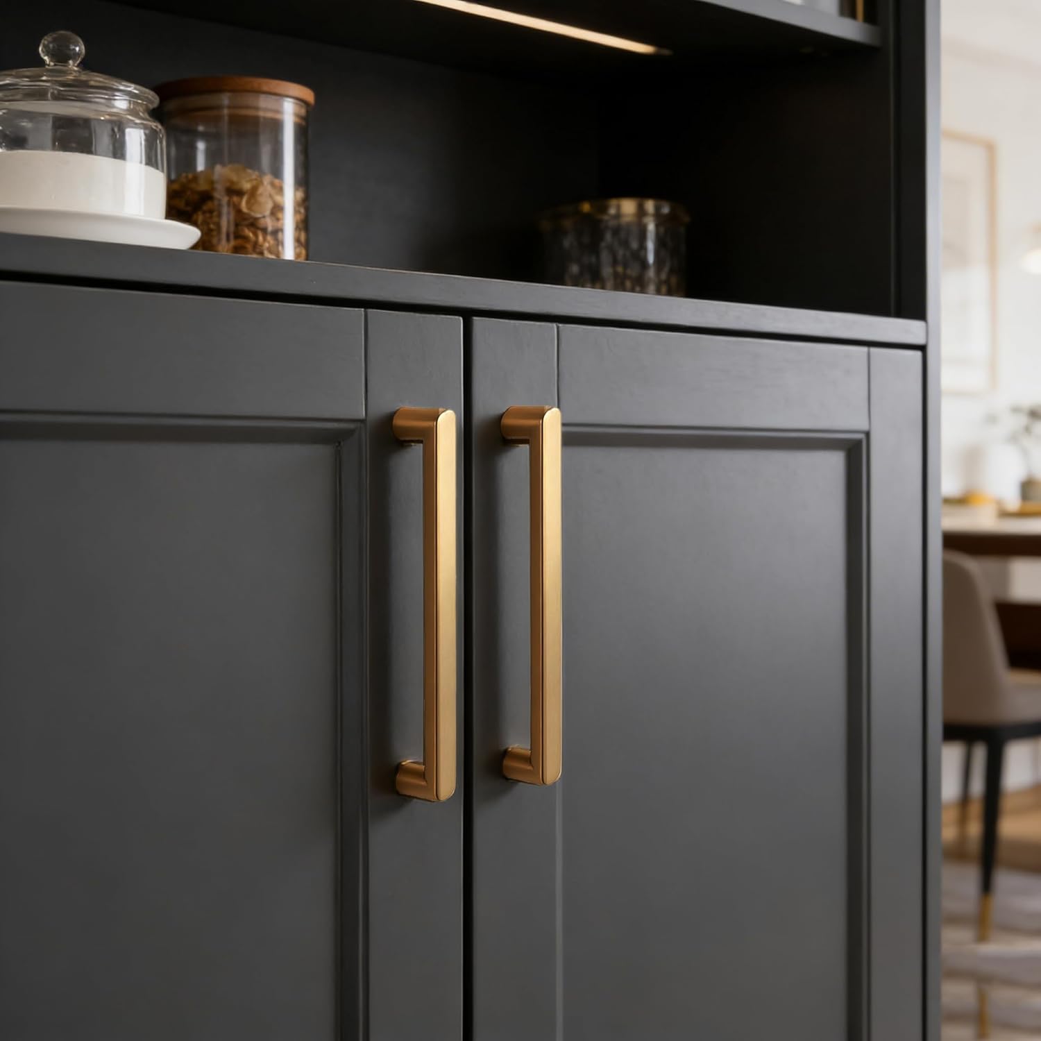 10 Pack Champagne Bronze Cabinet Handles, 5 Inch (128mm) Kitchen Cabinet Pulls,Zinc Alloy Furniture Glod Hardware, Modern Drawer Pulls Corners for Bathroom Vanity, Dresser,Closet wardrobe Door