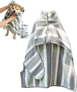 Toalla de baño para perro, toalla de secado rápido para perro, manta de microfibra absorbente de secado rápido a rayas para paseos en coche, hogar, cachorro, playa, salón después de nadar