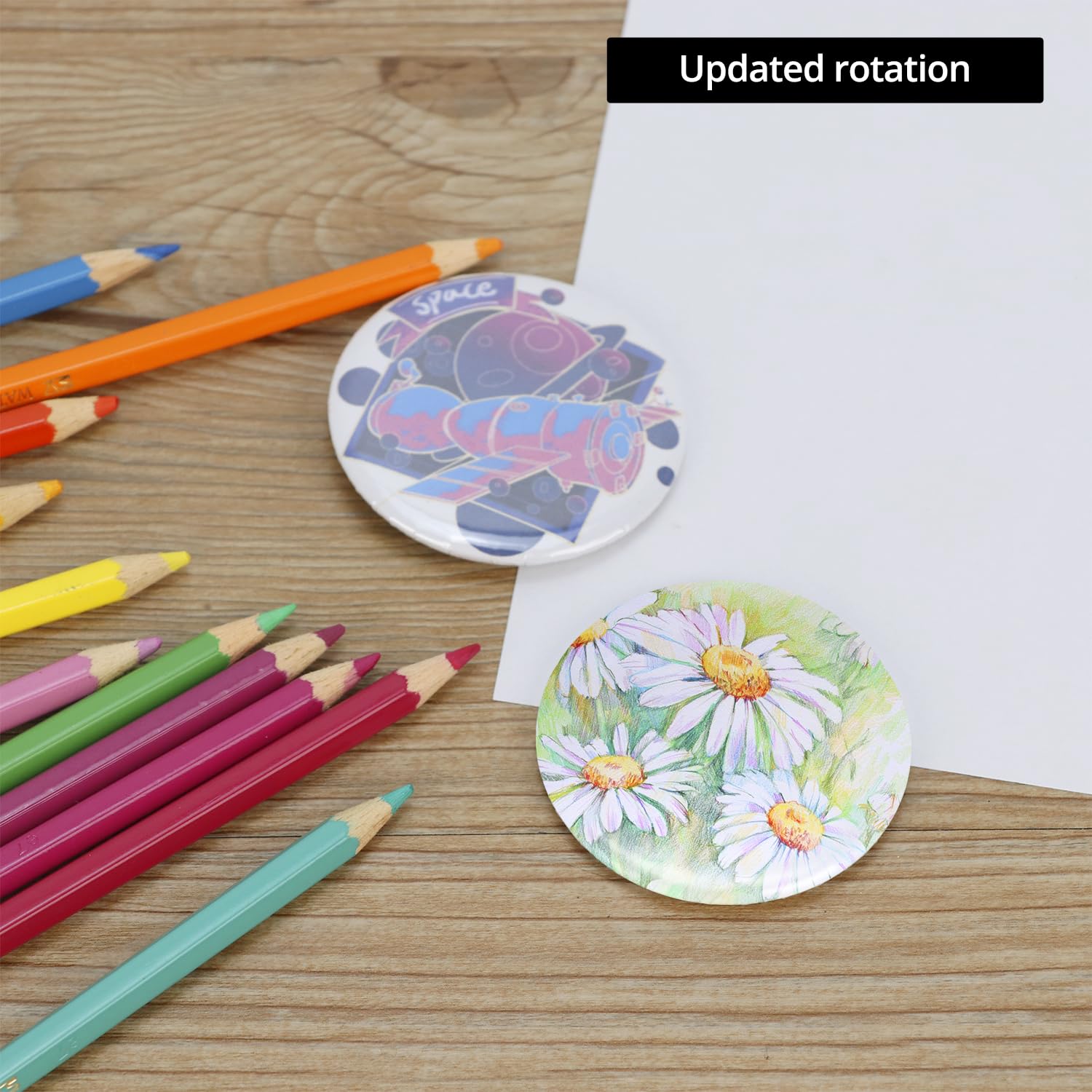 QWORK® Zestaw do robienia odznak, maszyna do odznak z materiałami do 100 szt. odznak z agrafką 58 mm, wymienna forma i okrągły nóż do papieru