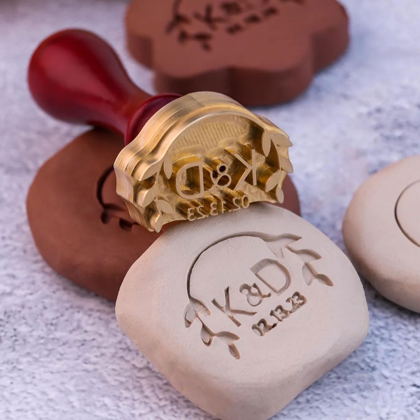 Timbro in ceramica con timbro in argilla fatto a mano con logo e nome Timbro con logo in ceramica Timbro per sapone con timbro in ceramica con firma personalizzata Kit timbro fai da te