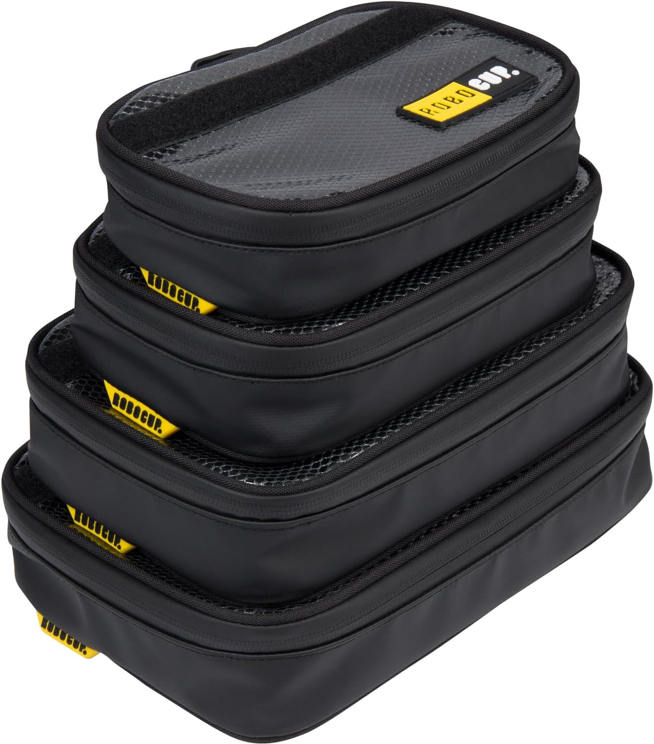 ROBOCUP Organization Storage Pouch Set of 4 with Waterproof Zippers, Grab Handle, Heavy Duty Materials, Reinforced Stitching, Hook&Loop Patch Areas. Perfect for Work, Home and Travel