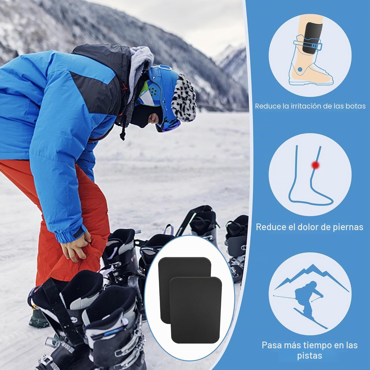 Protector de espinilleras de espuma gruesa para botas de esquí y snowboard