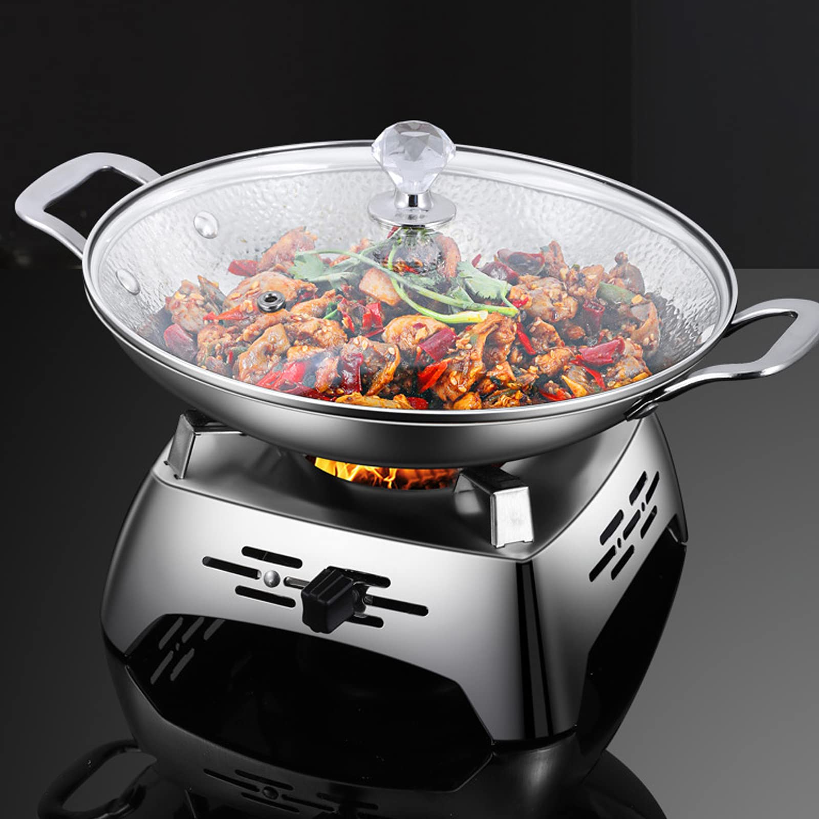 Campingkocher Für Innenraum Mit Topf Spirituskocher Tragbarer Camping Alkoholkocher Mini Kochtopf-Set für Innenraum Spiritusbrenner Für Hot Pot Grillen Picknick
