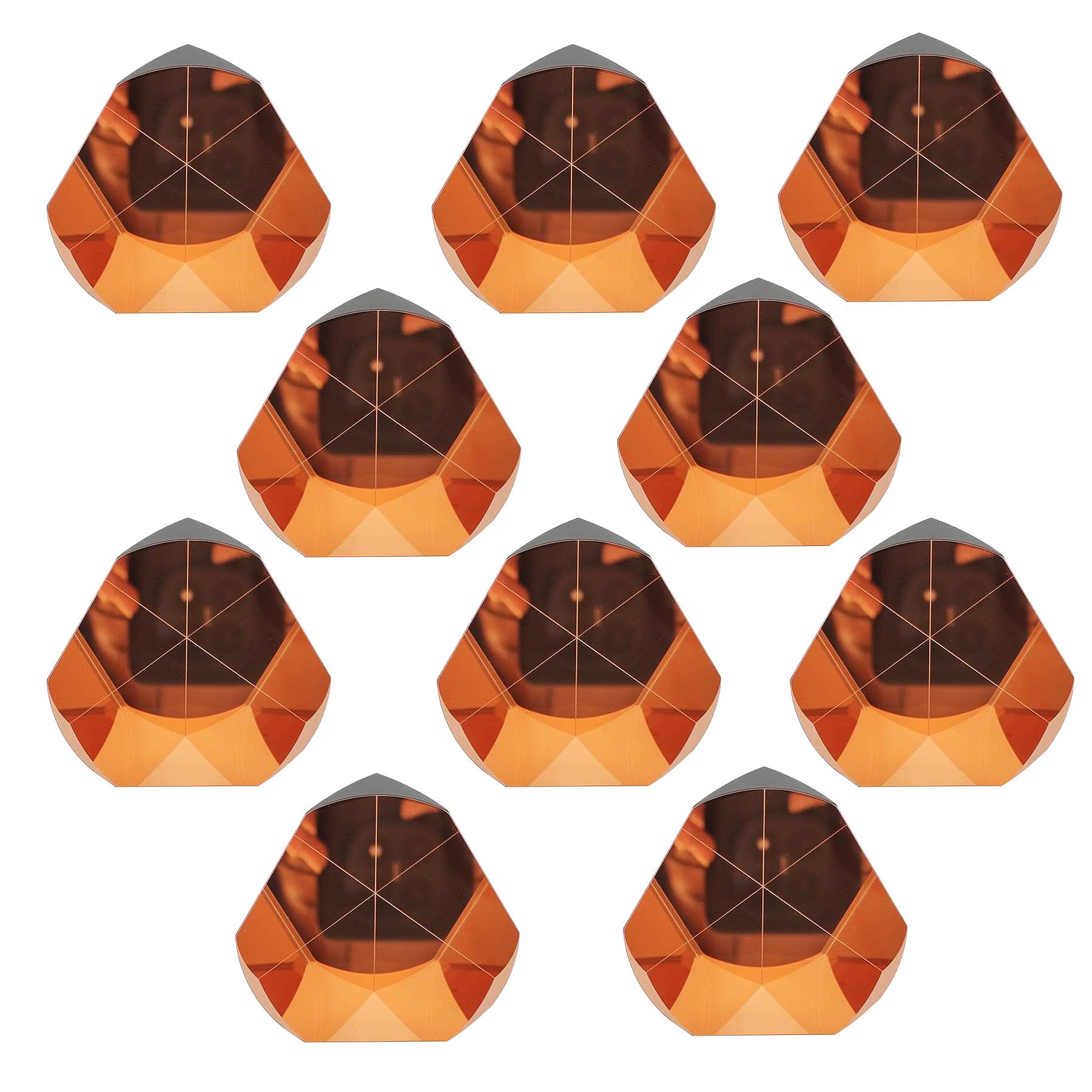 High Precision Mini Pyramid Prism Corner Cube Prism, Trihedral Retroreflector, 5 Arc Secs Return Beam Surveying Prism (10 Pack, Copper Coated, 2.5