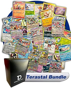 Terastal Pokemon Compatible TCG Random Assortment Bundle || Terastal Card + 15 Random Reverse Holos + Dan123yal Deck Box
