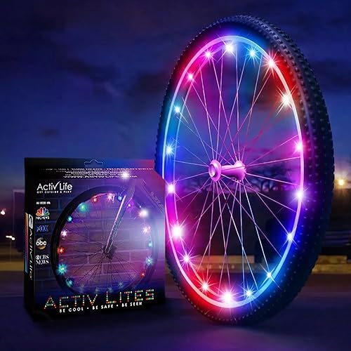Activ Life LED Bike Wheel Lights with Batteries Included! Get 100% Brighter and Visible from All Angles for Ultimate Safety & Style (1 Tire Pack)